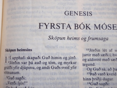 First words of a modern Icelandic Bible 